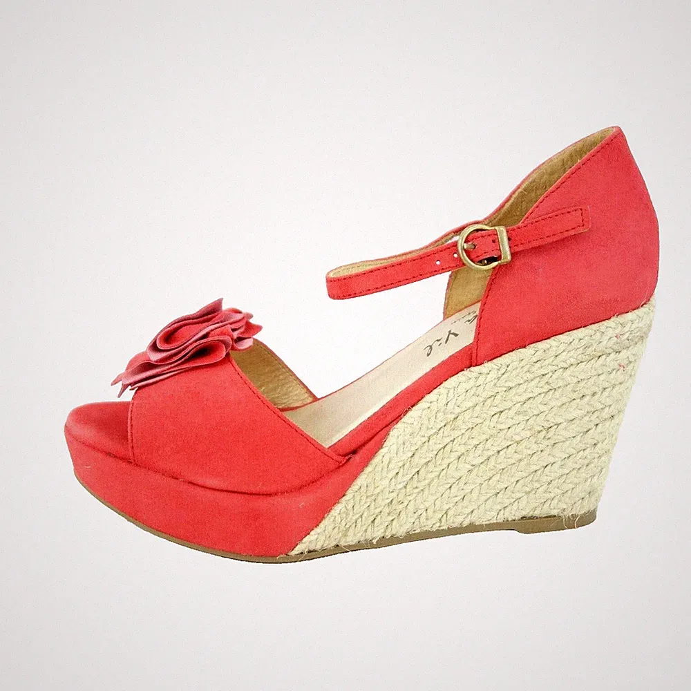 Sandalen MARCELA YIL Rot Damen Wedges Sandaletten Pumps Leder 40 Np 110 Neu