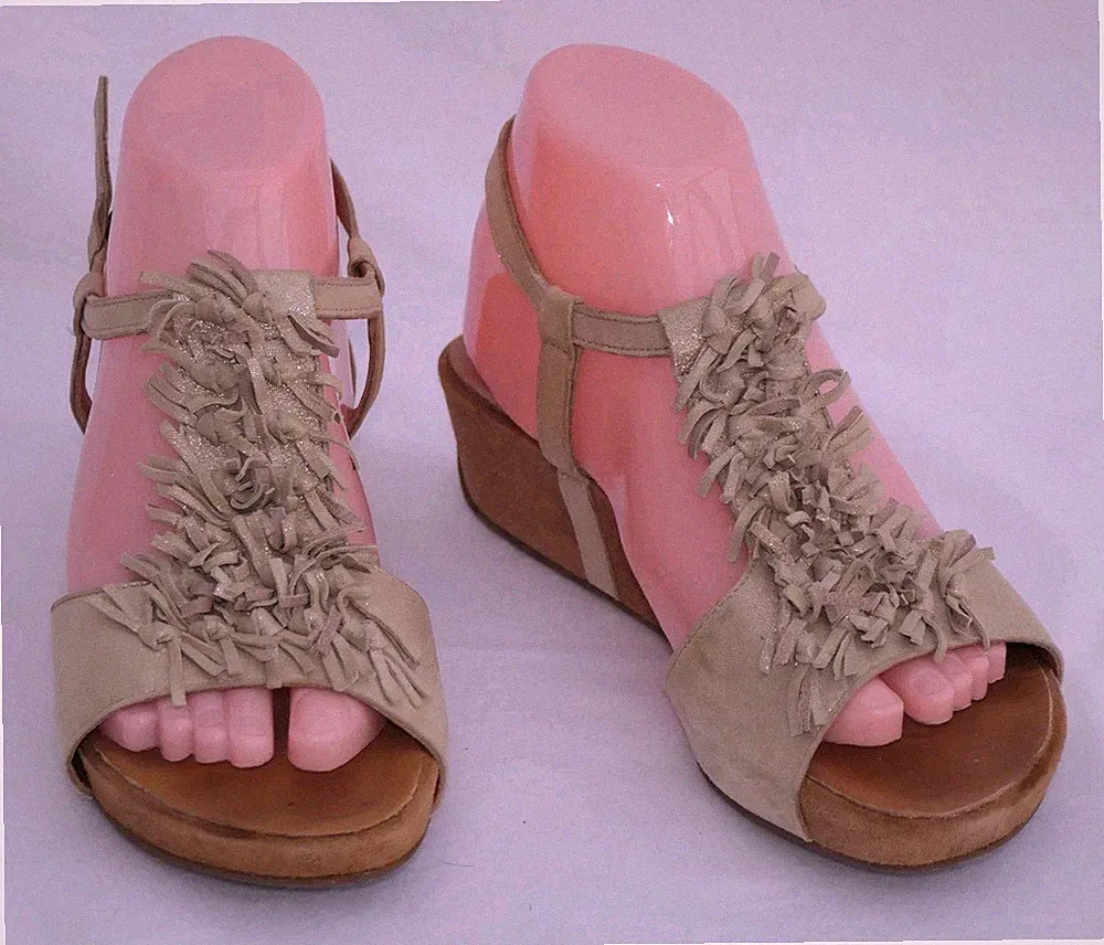 Sandalen Paul Green Damen Casual Knoten Festlich Gr.38,5/39 Leder Goldfarbig Top