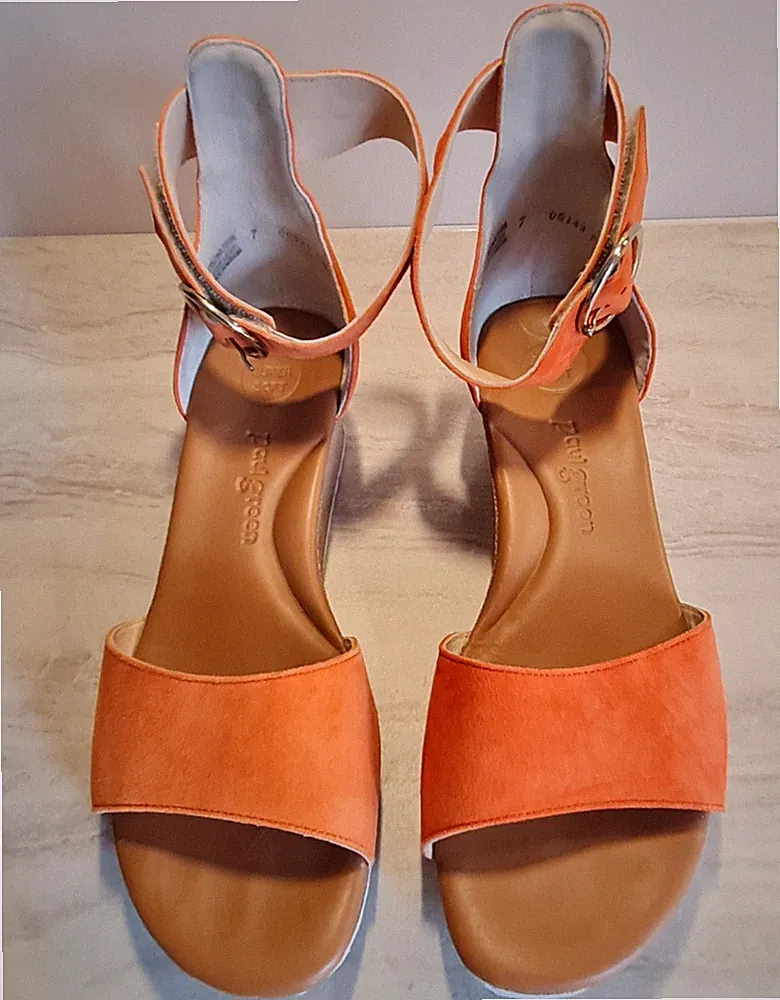 Sandalen Paul Green Riemchen Gr.7, orange, kaum getragen, wie neu