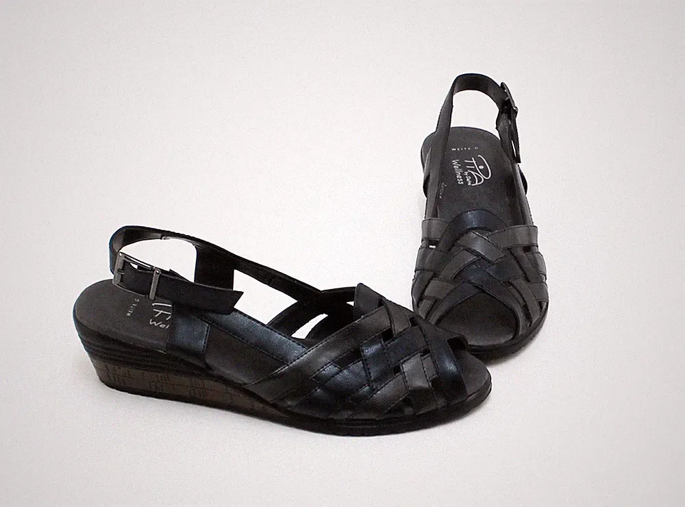 Sandalen PIA by Delta Wellness Keilabsatz Kunstleder grau blau Gr. 3,5 = 36