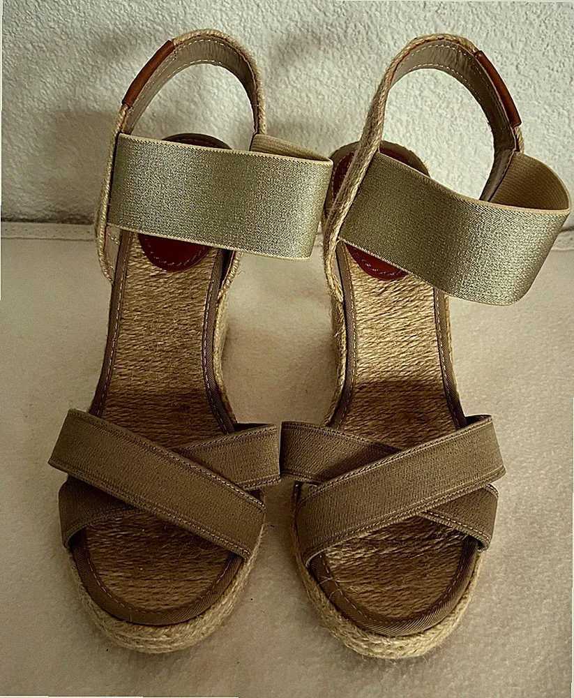 Sandalen / Plateau / Keilabsatz / Replay / Gold / Beige / Gr.40 / Kunstfaser