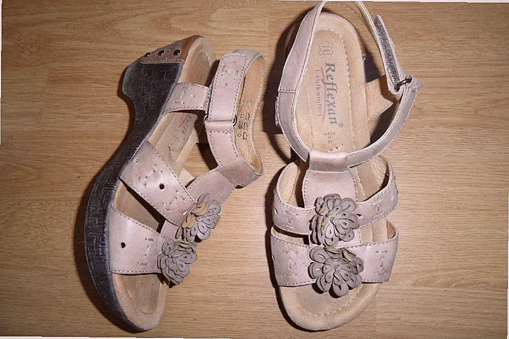 Sandalen Reflexan Keilabsatz braun Lederriemchen Größe 37 Weite G