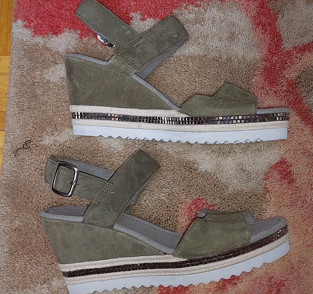 Sandalen Sandaletten Gr. 39 Keilabsatz von Gabor Echtleder Neu