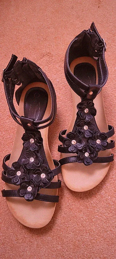 Sandalen, Sandaletten, Schwarz, Gr. 39, Modisch, 4,5 cm hoch