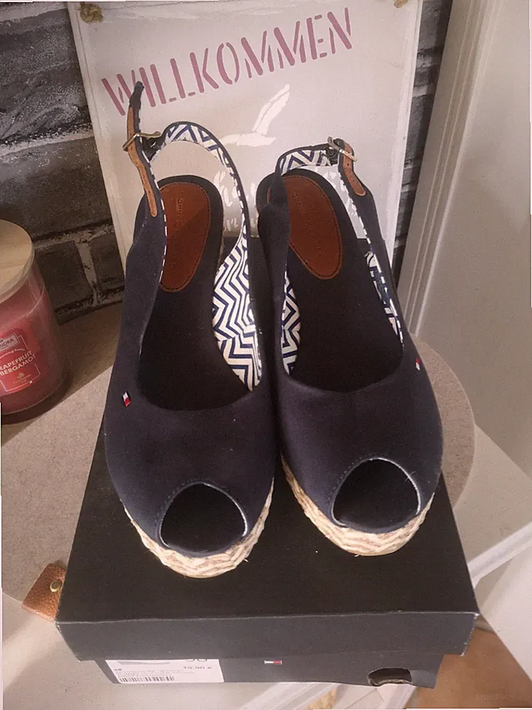 Sandalen Tommy Hilfiger Blau Neu Keilabsatz Gr 38