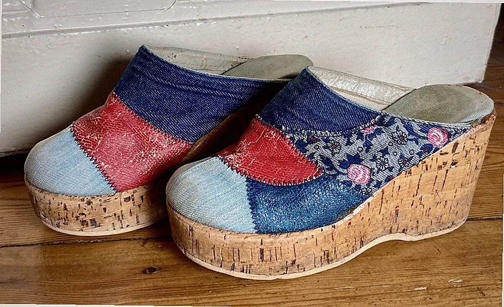 Sandalen Vintage Sammler Retro Jeans Korkplateau