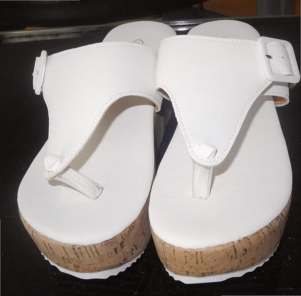 Sandalen weiß Zehentrenner Damen Plateau Pantolette Peeptoe Sandaletten 36