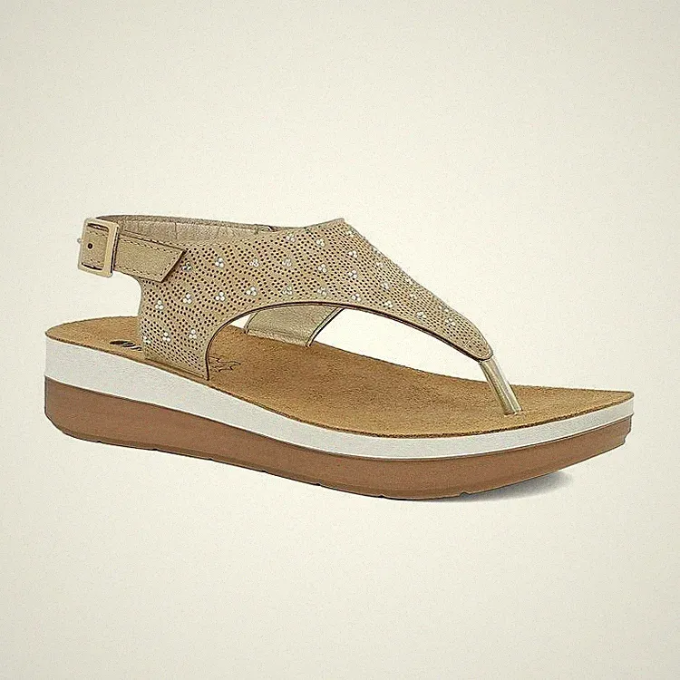 SANDALEN ZEHENTRENNER INBLAU KEILABSATZ SAND 38 / UK5 SANDALS SAND GLITTER ON SLIP
