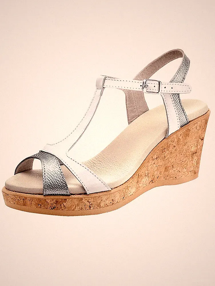 Sandalette Keilsandaletten Plateau Sandale Damen Schuhe Leder Gr. 42 8