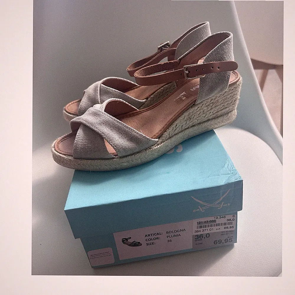 Sansibar Bologna Damen Keilabsatz-Sandalen mittel Knöchelriemen grau/braun EU 39