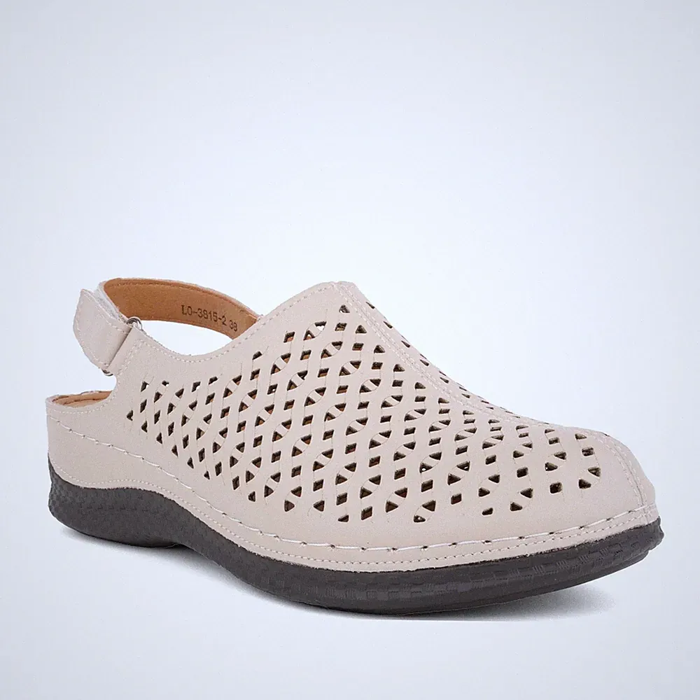 Santino Milano Damen Beige Keilabsatz Ledersandalen Freizeit SAN6582-26119BEI