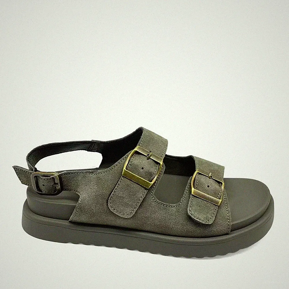 Santino Milano Damen Grüne Keilabsatz Wildledersandalen Peeptoe SAN6590-26107GR