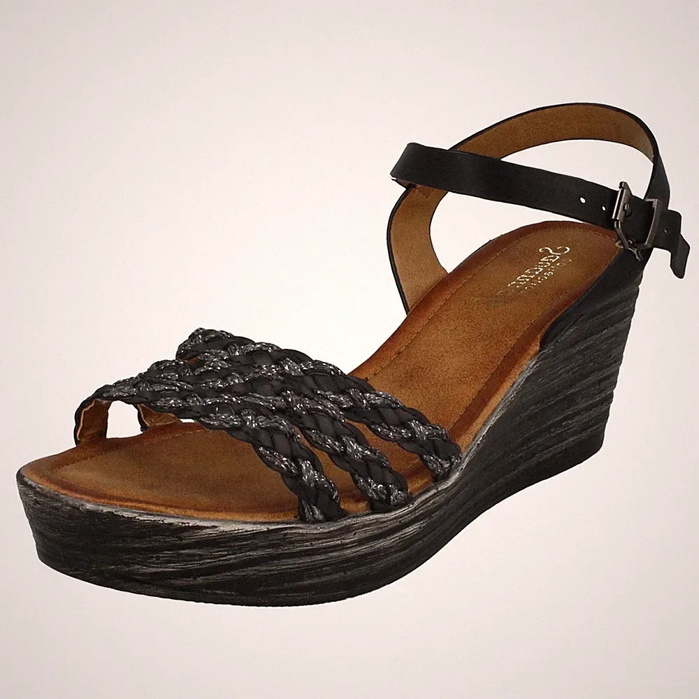 Savannah Damen Plateau Keilabsatz Sandaletten Mit Schnalle F1R0874