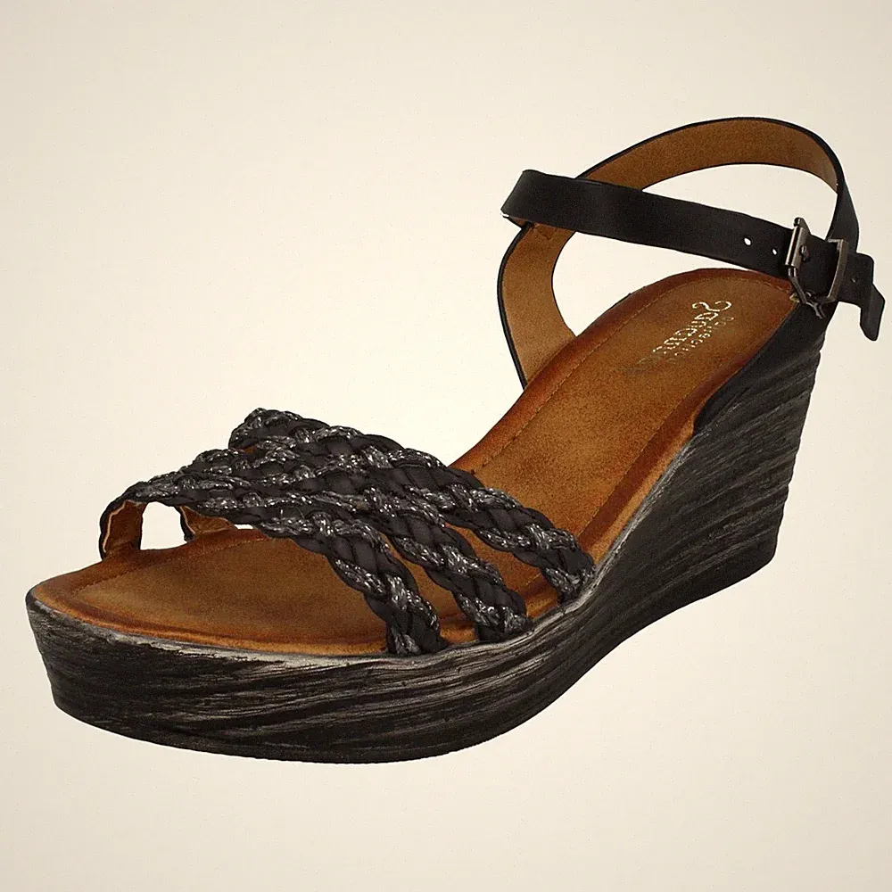 Savannah Damen Plateau Sandaletten Keilabsatz Mit Schnalle *F1R0874*