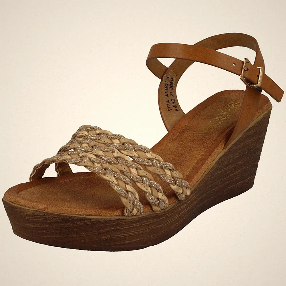 Savannah Damen Plateau Sandaletten Keilabsatz Mit Schnalle *F1R0874*