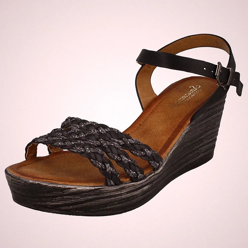 Savannah Damen Plateau Sandaletten Keilabsatz Mit Schnalle *F1R0874*
