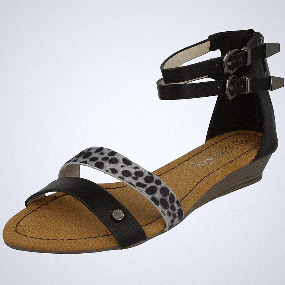 Savannah Damen Sandal Mit Niedrigem Keilabsatz, Knöchelriemen, Schwarz