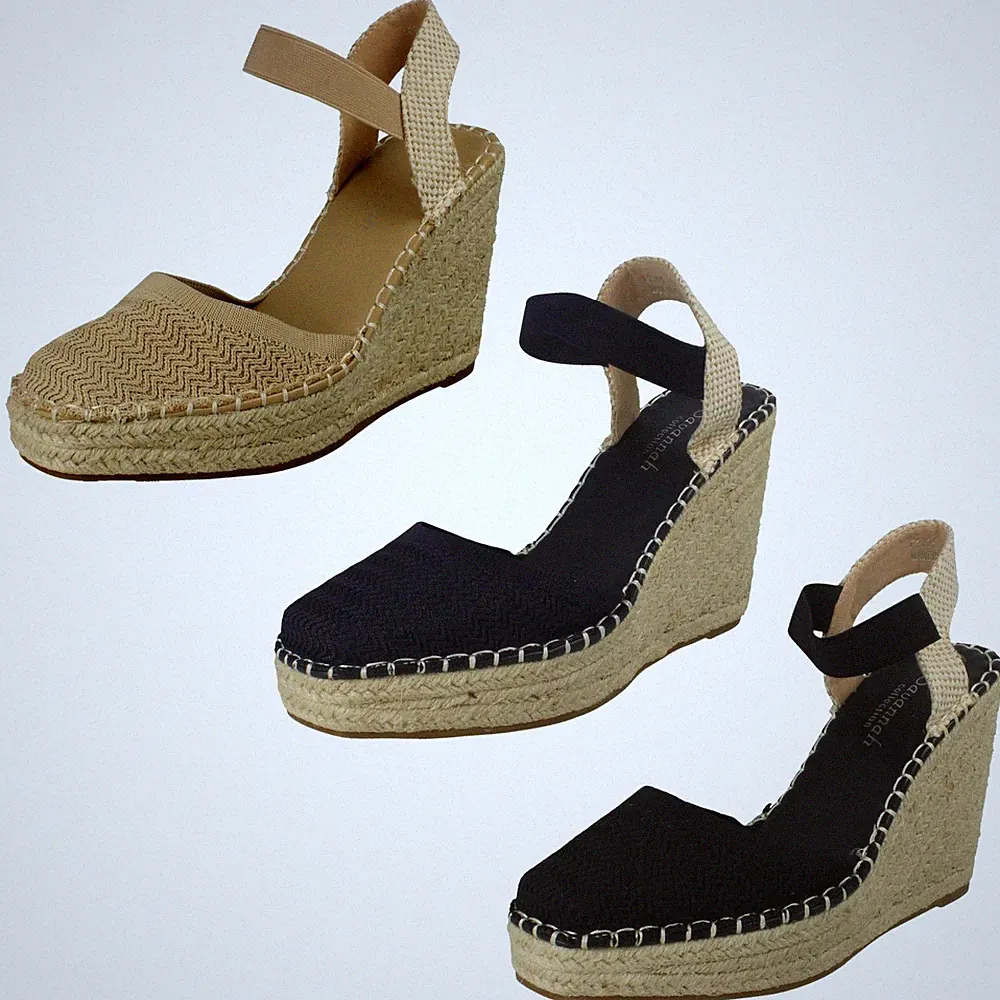 Savannah Damen-Sandalen hoher Keilabsatz Espadrille Slipper Sommerschuhe F2R305