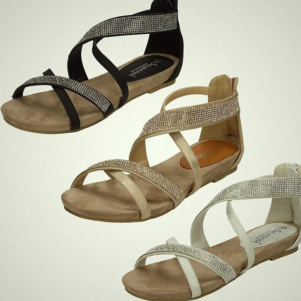 Savannah Damen-Sandalen niedriger Keilabsatz "Diamant X-Riemen"