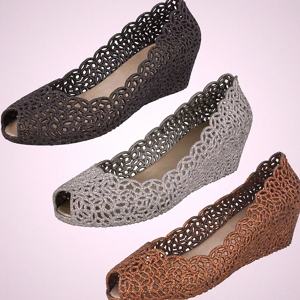 Savannah Damen Slip On Offene Zehen Ballerina Wedge Schuhe