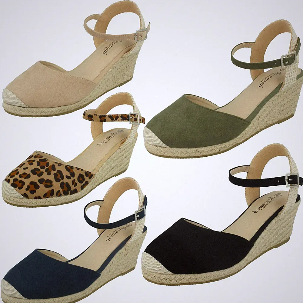 Savannah 'F2274' Damen-Espadrille-Sandalen mit Keilabsatz geschlossene Zehe