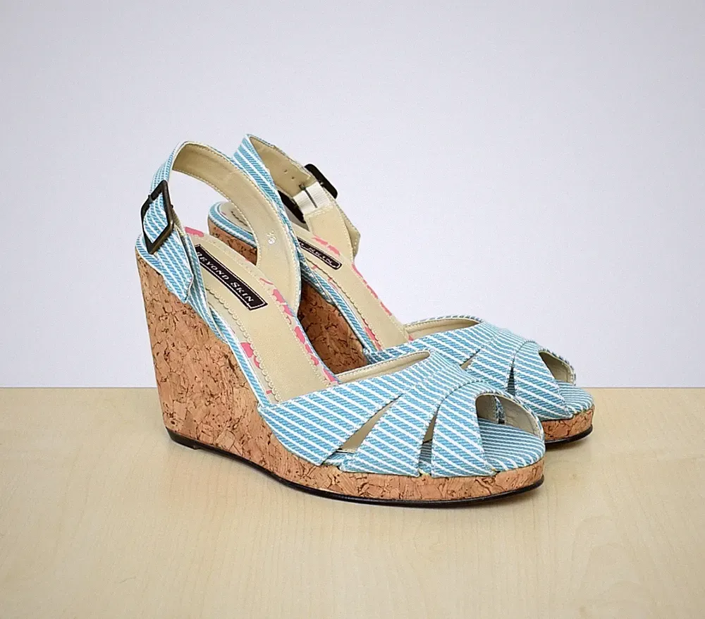 schöne Beyond Skin VEGAN High Heel Sandaletten m. Keilabsatz Gr. 36 - NEU