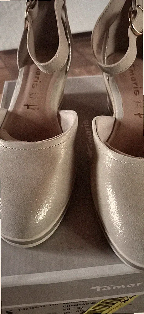 Schöne TAMARIS espandrilles Mit Keilabsatz Gold Gr. 37 U Getragen