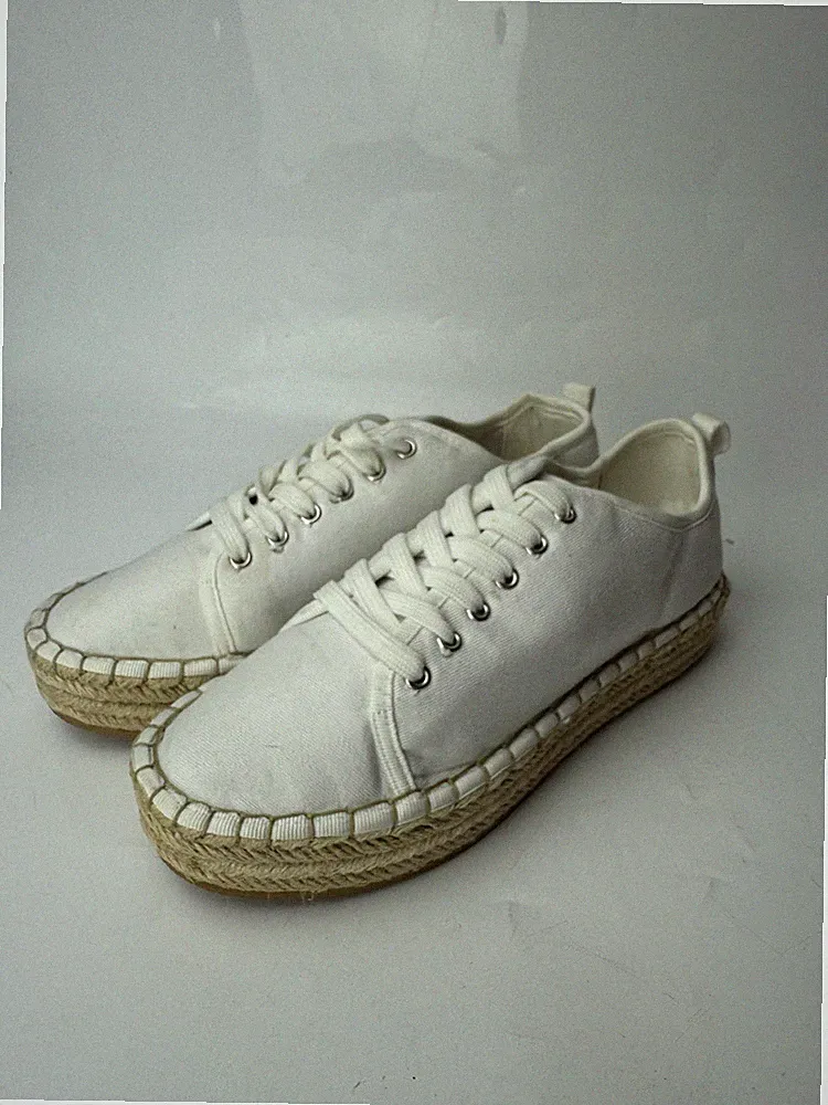 Schuh weiße Plateau Espadrille Sneaker - Schnürschuhe - UK 7 / EU 40 - NEU