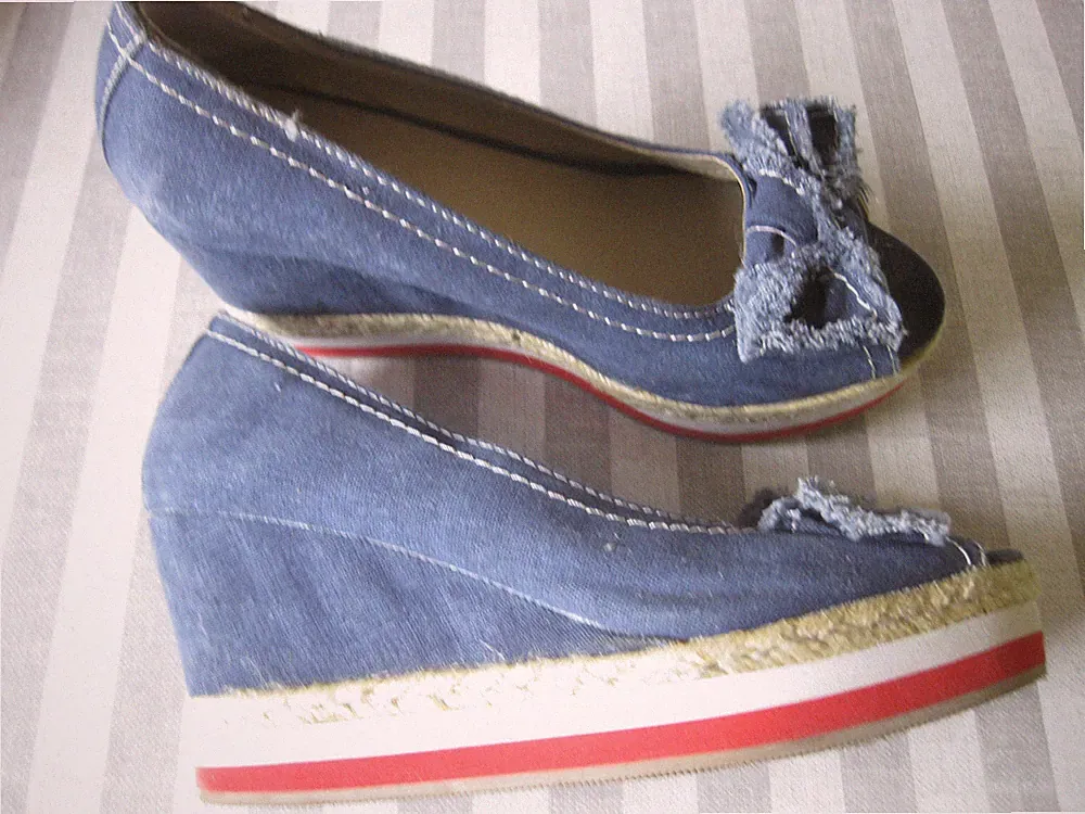 Schuhe Gr. 36 Damen Keilabsatz Segeltuch Bast Graceland