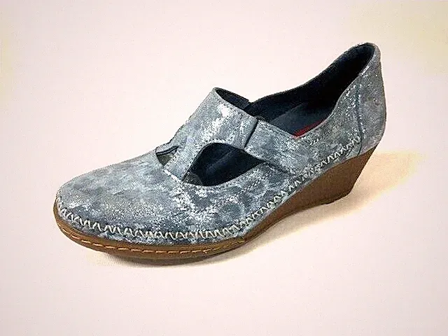Schuhe Sandalen Pumps Kiarflex Gr. 37 Leder Keilabsatz flex. Sohle NEU Weite G