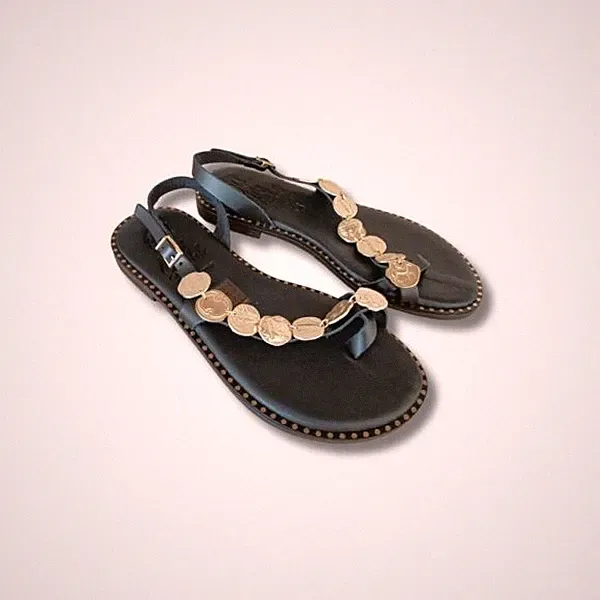 SCHWARZE FLIP FLOPS MIT ZUBEHÖR GOLD "OH MY SANDALS"