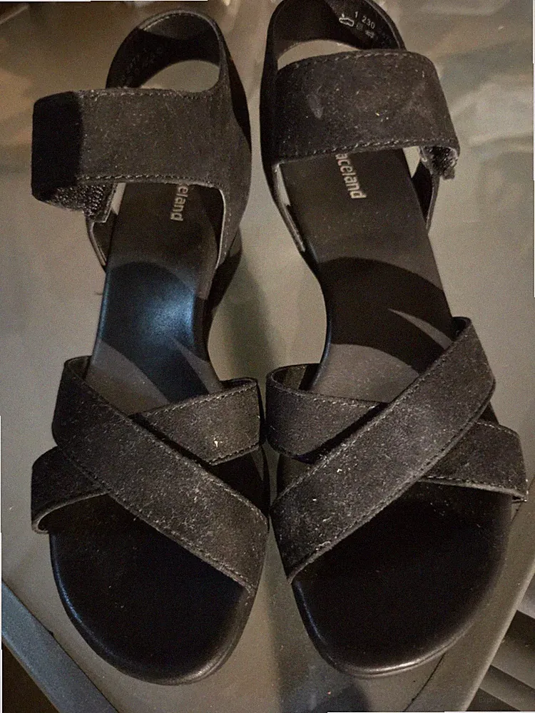Schwarze Sandalen Gr 36 Graceland Keilabsatz Neu Ungetragen Klettverschluss Top