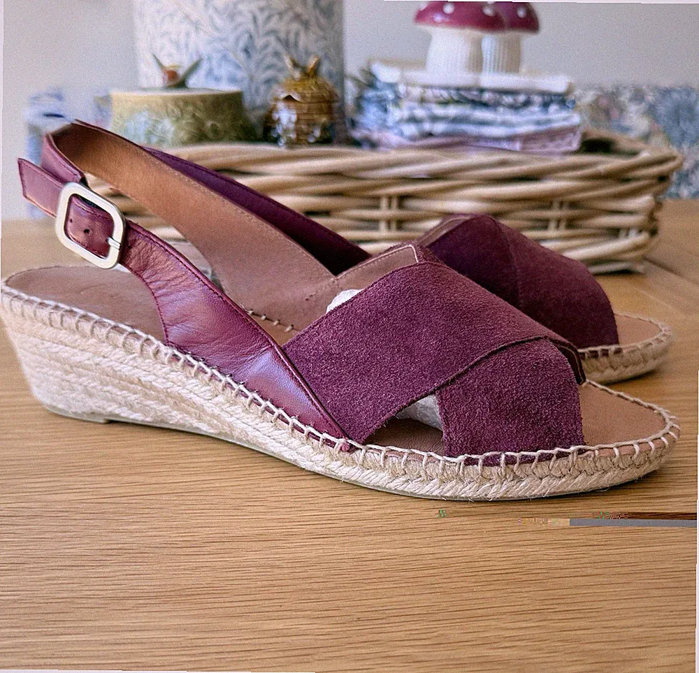 Seasalt Cornwall Kimbra Keilabsatz Espadrille Sandalen aktuell burgund Gr. 7/41