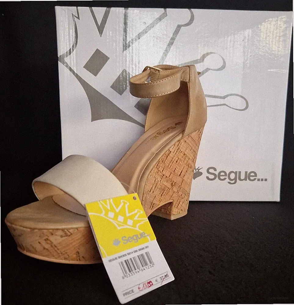 Segue Italy Keil Damen Sandalen Keilabsatz Sommersandalen Weiß / Beige Gr. 41