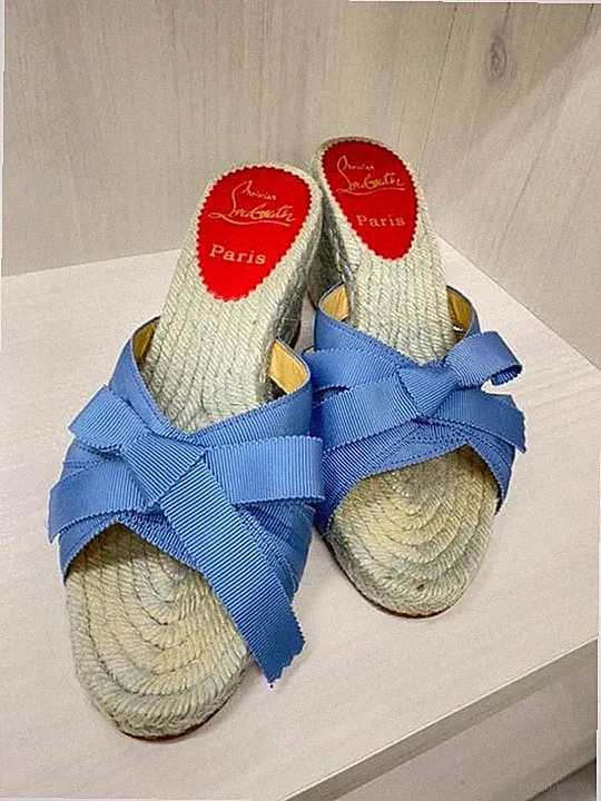 Seltene Christian Louboutin Jude Sandalen Größe 36 Espadrille Keilabsatz