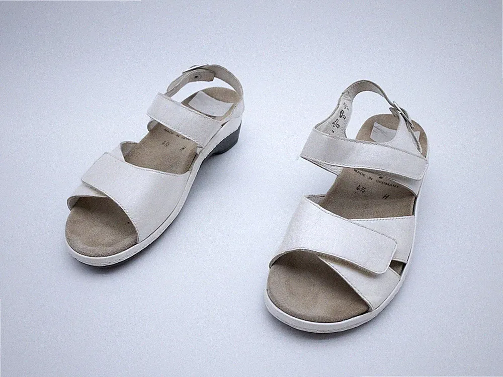 Semler Damen Sandale Sandalette Sommerschuh Leder weiß Gr 37,5 EU Art 25013-10