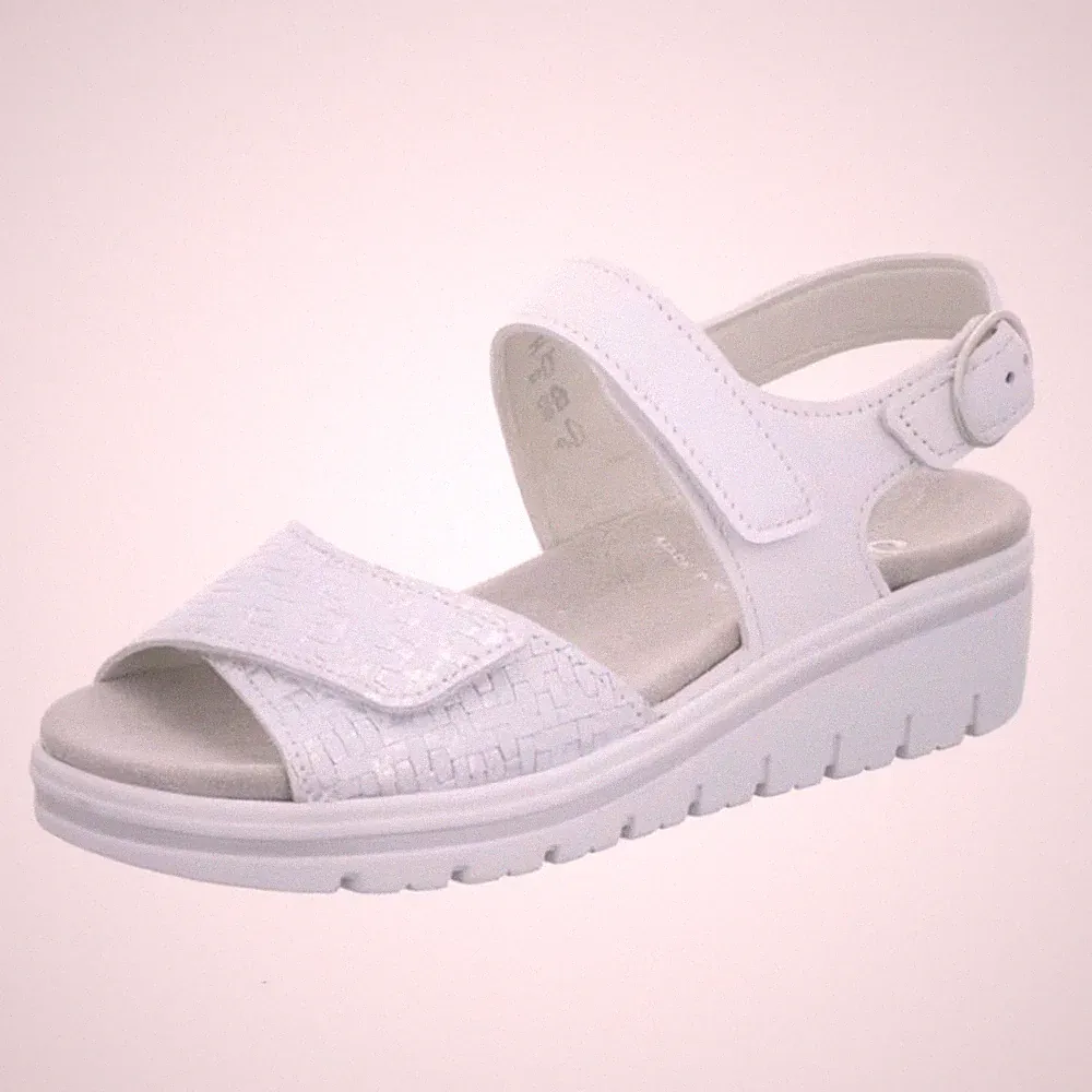 Semler Doris H Damen Sandalen Weiß Leder Weite H Klett d6015-196-010
