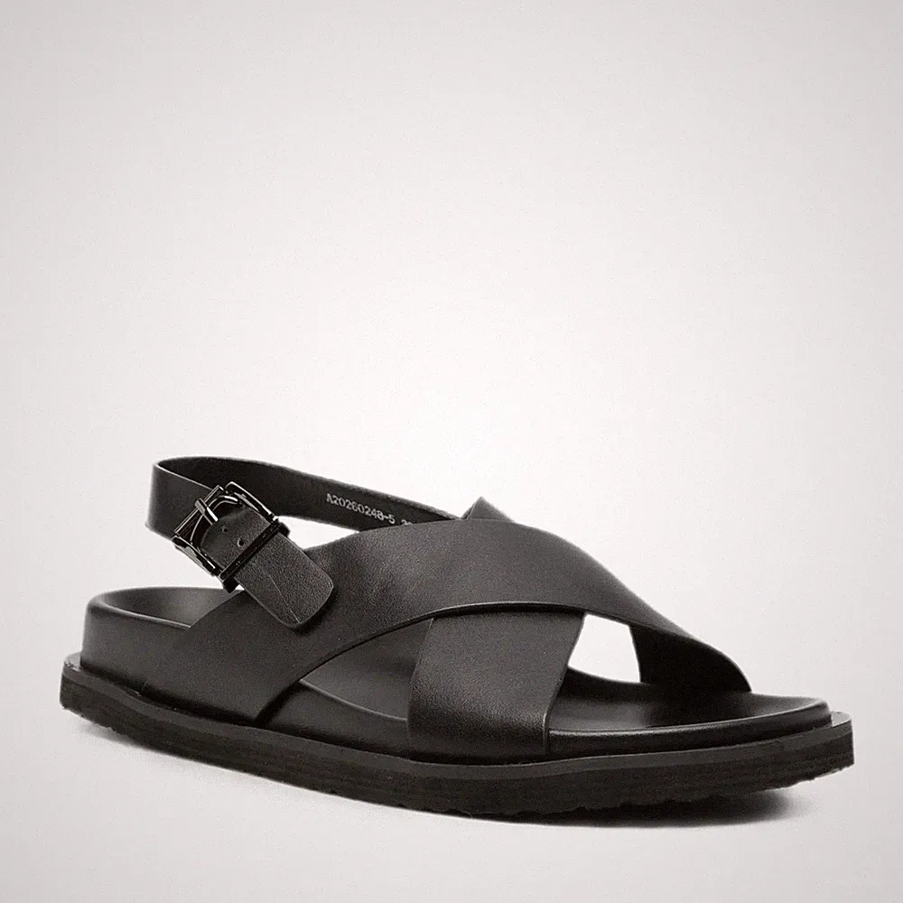 Sergio Moretti Damen Schwarze Keilabsatz Ledersandalen Peeptoe SMR6044-26162BLK