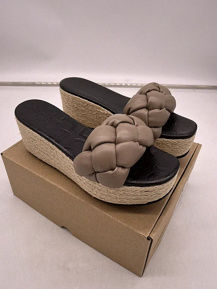 Shabbies Amsterdam Plateau Sandalen taupe Damen in UK 7,5 BRANDNEU