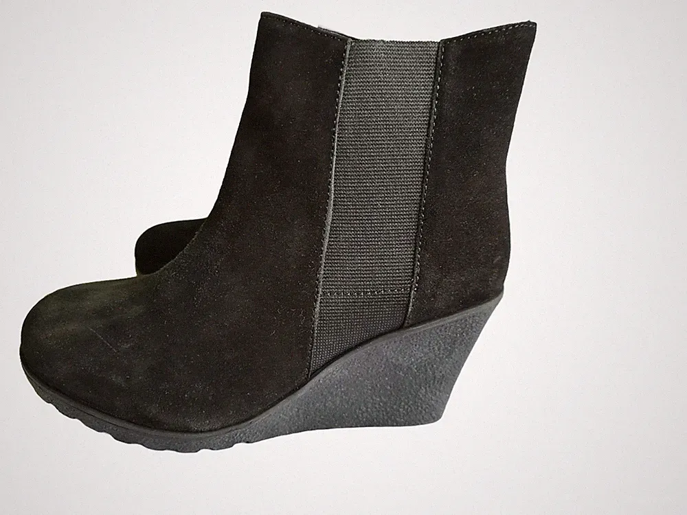 Sheego Stiefel Stiefelette Schuhe Schwarz Gr. 42 Keilabsatz (2680)