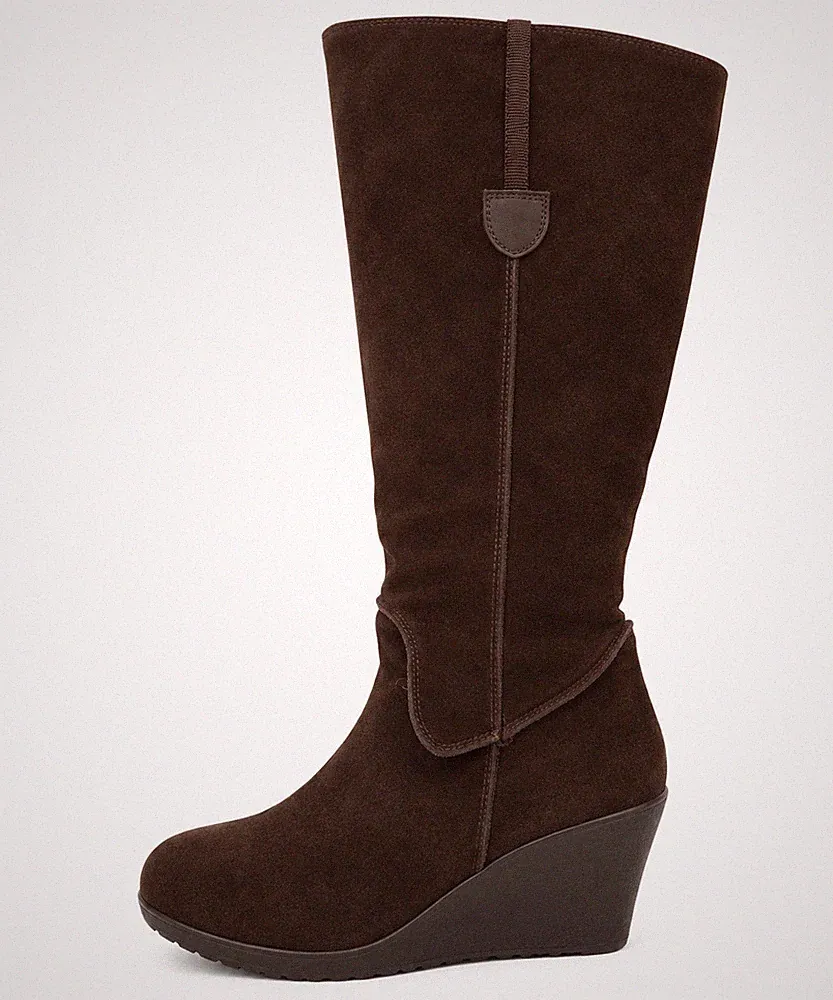 Sheego Stiefel Weitschaftstiefel XXL Damen braun Keilabsatz (7618)