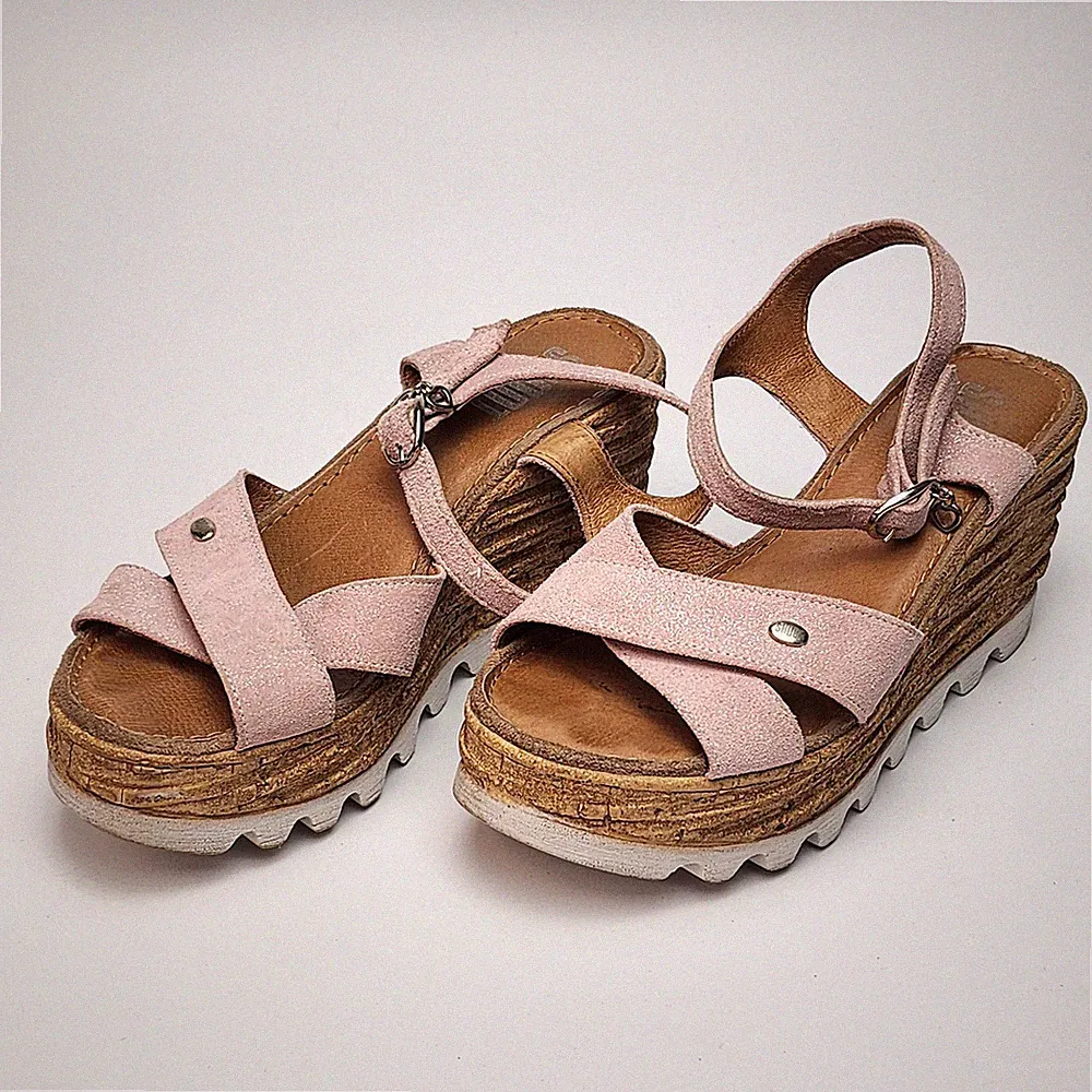 Shoot SH163060 Damen Sandaletten 36 Rosa Lotus Keilabsatz Plateau OVP Sommer