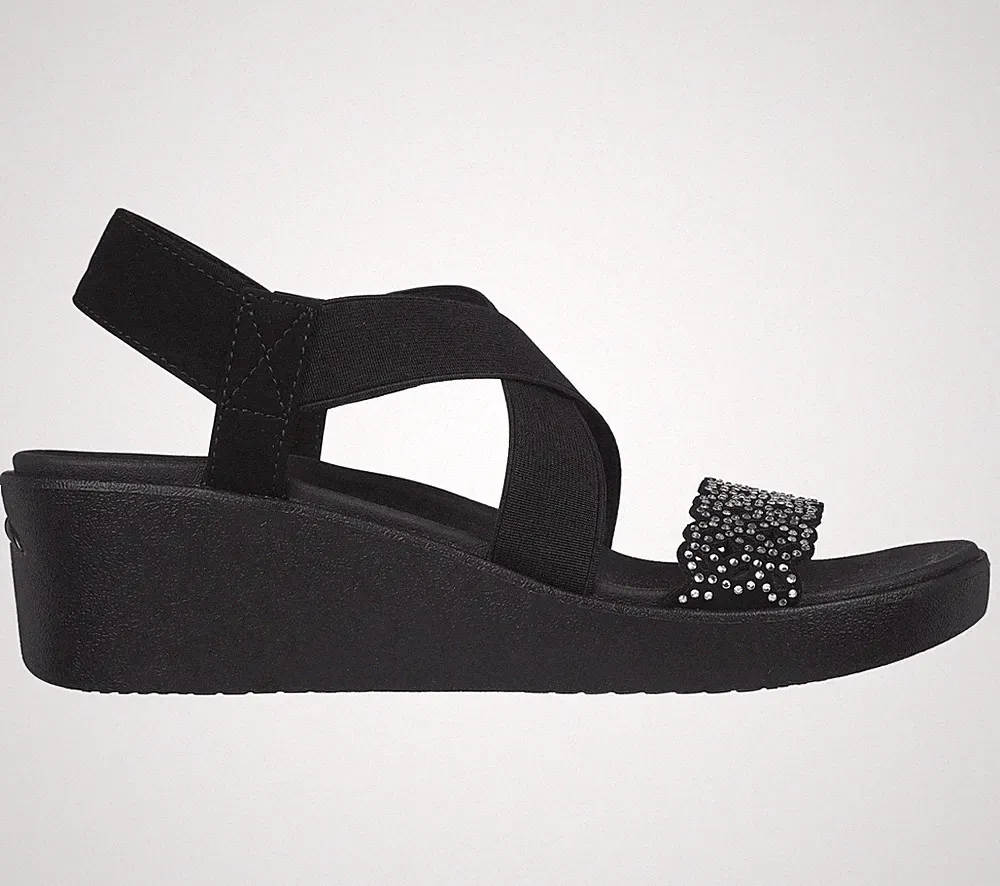 Skechers 119526 Rumble Damen-Sandalen schwarz elegant Arch Fit Keilabsatz UVP 60 £