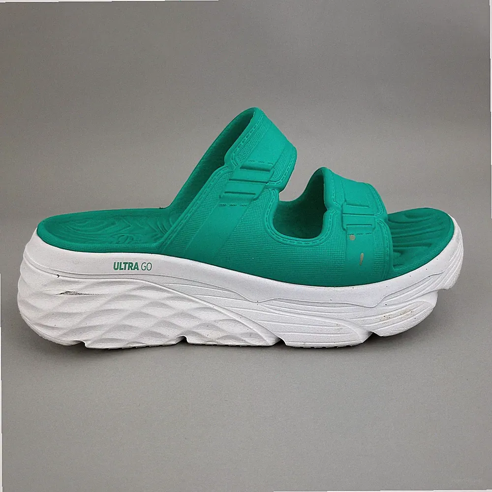 Skechers Cali Gear Damen UK7 Ultra Go Plateau Pantoletten Sandalen türkis grün gepolstert