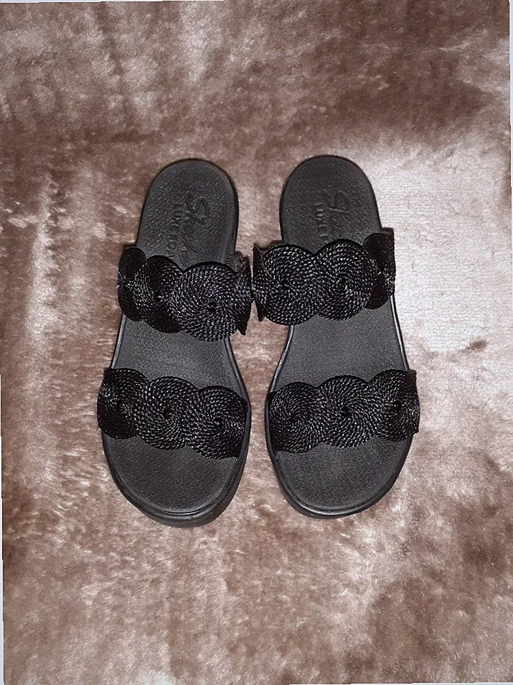 Skechers Damen Pantoletten, Gr.36, neu, ungetragen, schwarz, leichtes Plateau
