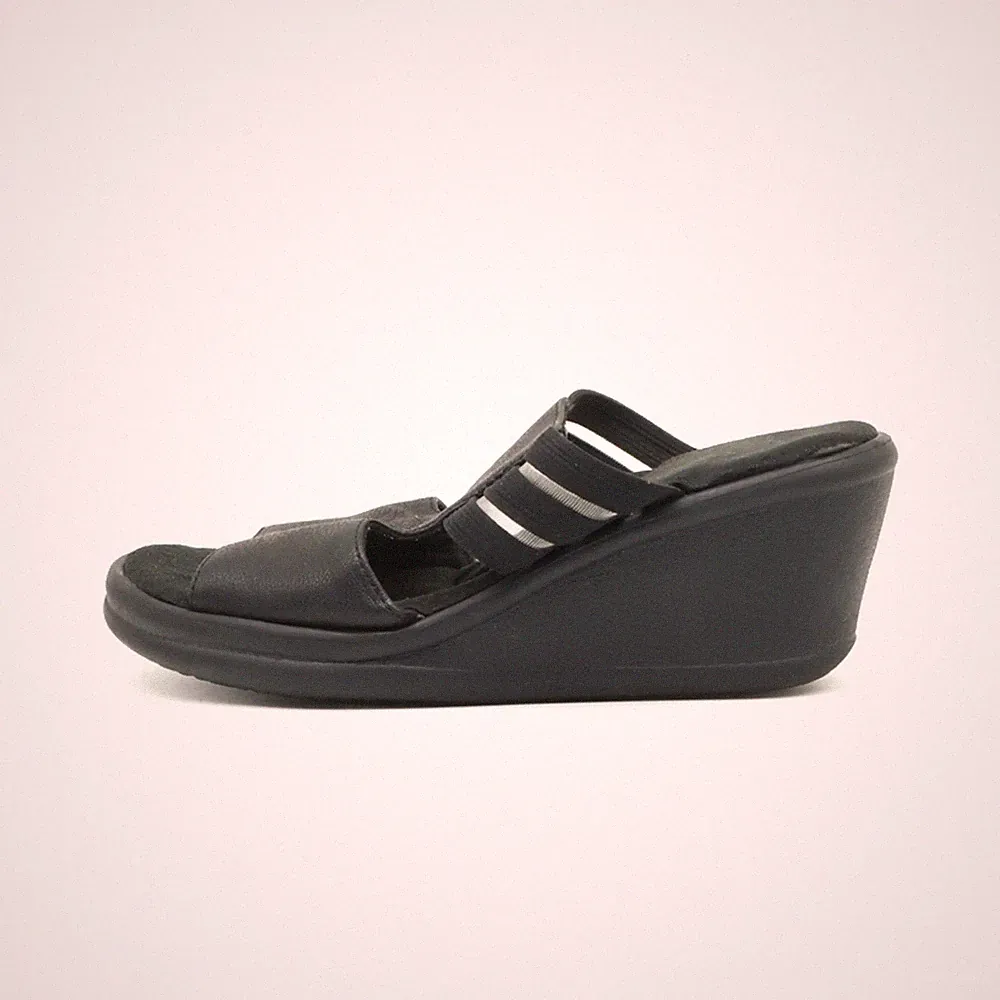 Skechers Damen Sandale EU 35,5 Wedge Slide Schwarz Komfort Keilabsatz-Sandalen