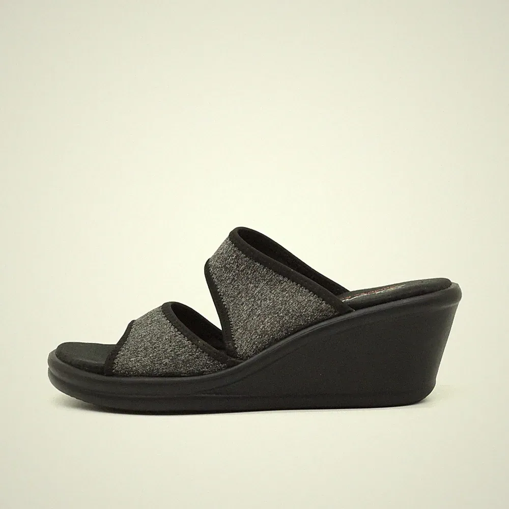 Skechers Damen Sandalen EU 39 38577 Schwarz Textil Memory Foam Keilsandalen