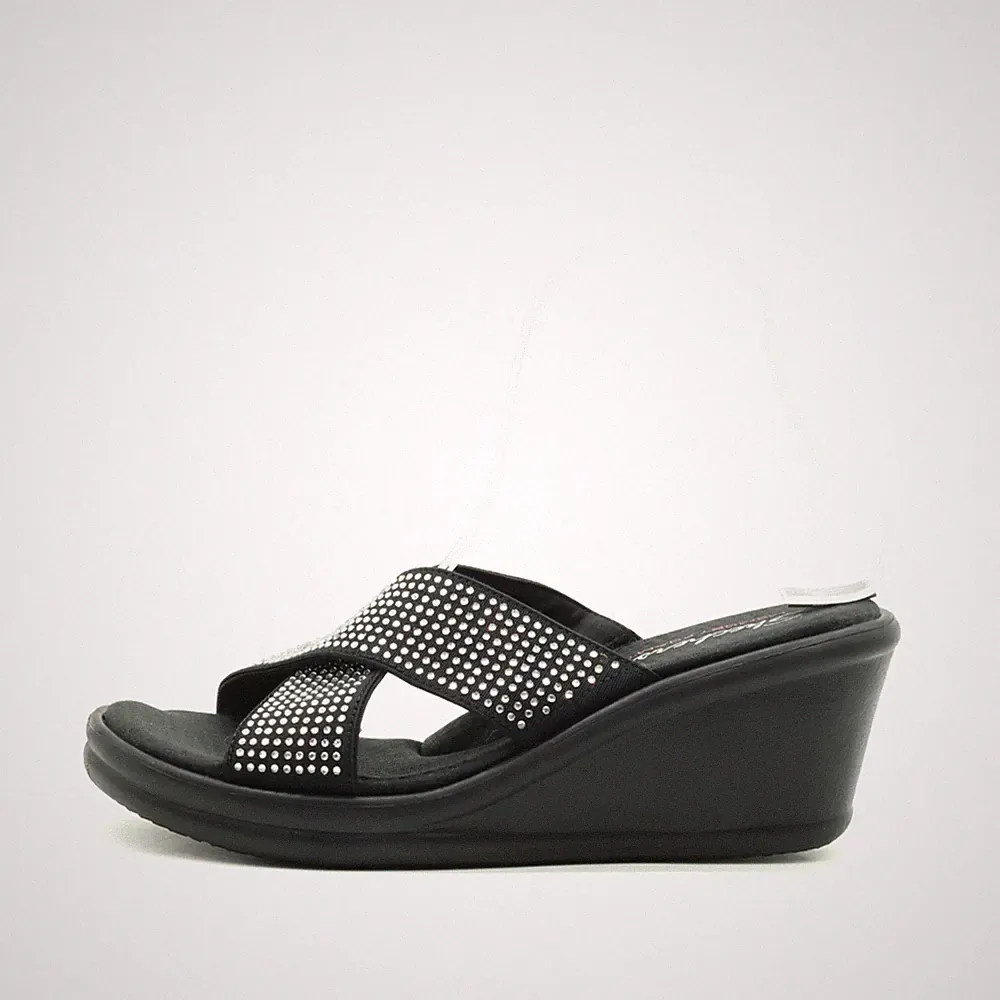 Skechers Damen Sandalen EU 39 Memory Foam Schwarz Strass, Foam, Komfort