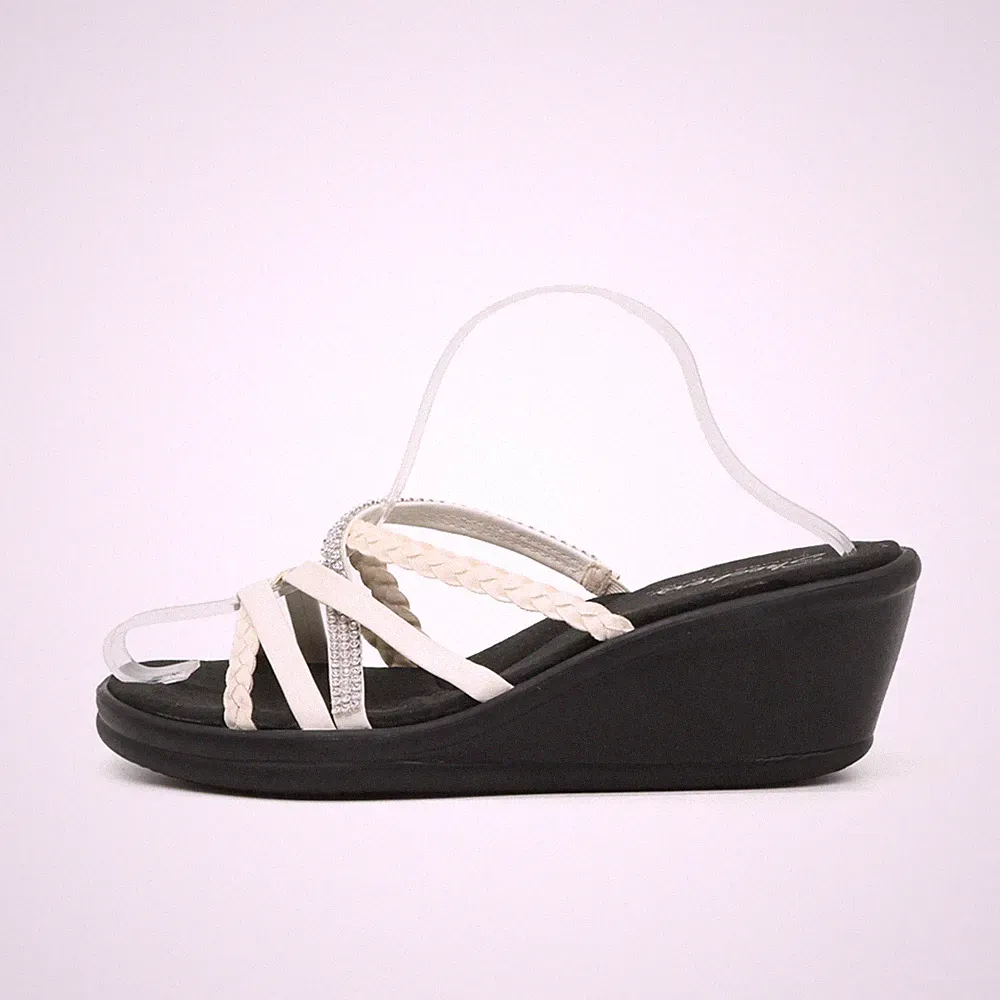 Skechers Damen Sandalen EU 40 Memory Foam Sandale Weiß Foam, Strass, Riemchen