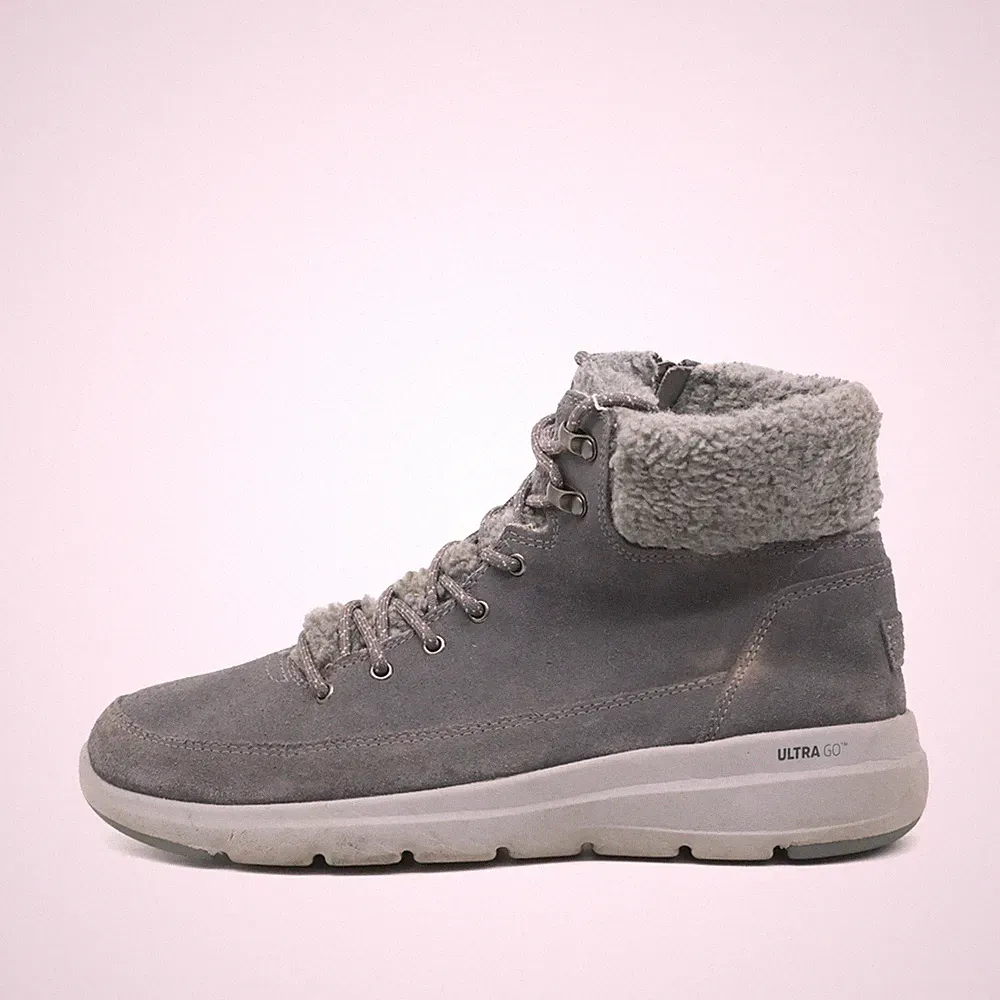 Skechers Damen SN16677 Boots Grau Lederimitat Knöchelhoch GO Stiefeletten EU 40